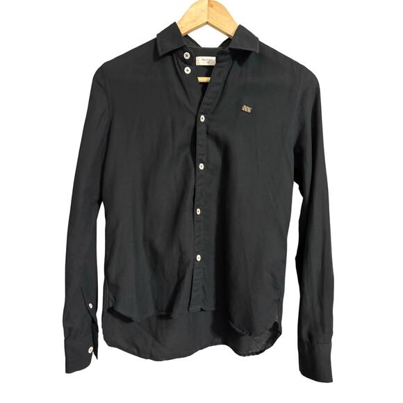 Billy Reid Black Cotton Button Front LS Top XS - Picture 1 of 7